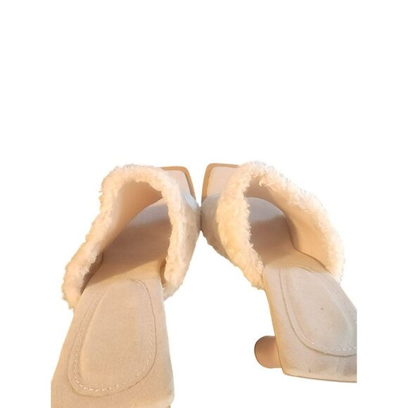 LEMONADE Sunny Faux Fur Block Heel Mules Size 8 - Picture 3 of 6